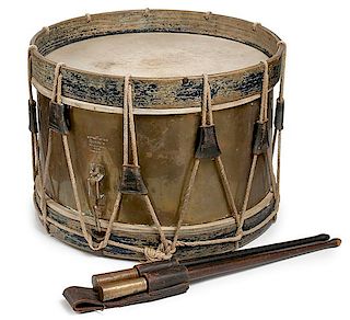 Military Drum with Sticks and Belt Holder 1890 to 1918 