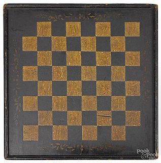 Painted and stenciled pine gameboard, 19th c.