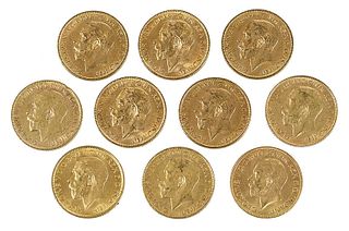 Ten George V Gold Sovereigns 