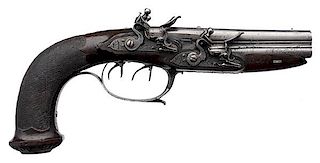 Very Rare Engraved Four-Barrel Flintlock Pistol with Four Separate Locks!! 