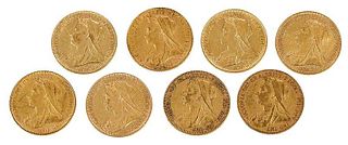 Eight Victoria Gold Sovereigns 