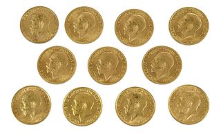 11 George V Gold Sovereigns
