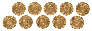 Ten Elizabeth II Gold Sovereigns