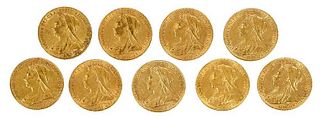 Nine Victoria Gold Sovereigns 
