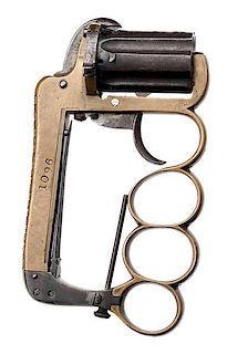 French J. Delhaxhe Six-shot Apache-style “Knuckleduster” Revolver with Folding Dagger 
