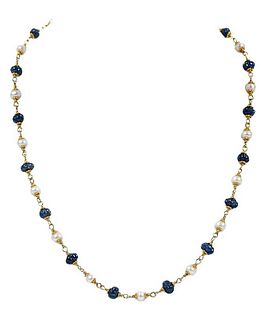 18kt. Sapphire and Pearl Necklace 