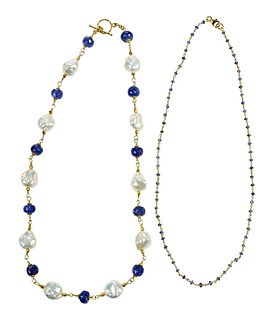 Two 18kt. Tanzanite Necklaces 