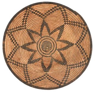 Apache Polychrome Decorated Coiled Basket Tray