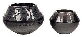 Two Maria Martinez Blackware Pots
