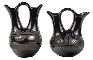 Two Blackware Wedding Vases