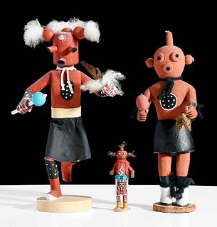 Three Mudhead Kachina Dolls