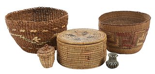 Five Small Native American Baskets