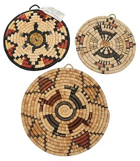 Three Hopi Coiled Pictorial Plaques