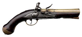 Large Very Early English Military-style Engraved Flintlock Pistol by L. Blanckle 