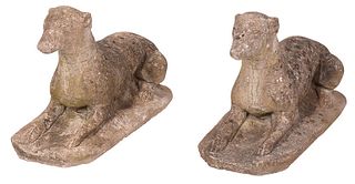 Pair of Cast Stone Greyhound Figures