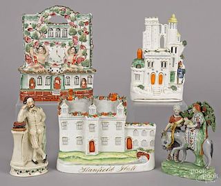 Staffordshire figure of Stanfield Hall, 19th c.