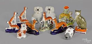 Collection of Staffordshire animal figures, 19th