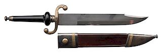 Ornate Spanish Plug Bayonet with Fancy Mounted Leather Sheath 