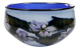 Charles Lotton Multi Flora Art Glass Bowl