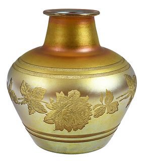 Durand Iridescent Cameo Cut Art Glass Vase