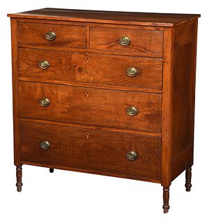Southern Federal Figured Walnut Five Drawer Chest