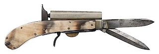 James Rodgers, Sheffield “Self Protector” Double-Barrel Percussion Knife Pistol 