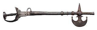 East Indian All-Iron Matchlock Axe Gun with “D”-Guard Hilt 