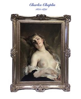 19th C. French Oil on Canvas By Charles Chaplin