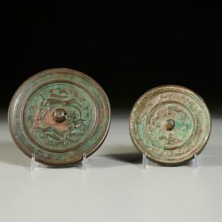 (2) Chinese bronze round mirrors