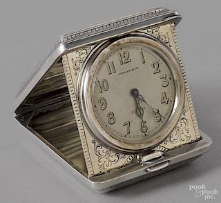 Tiffany & Co. sterling silver travel clock, earl