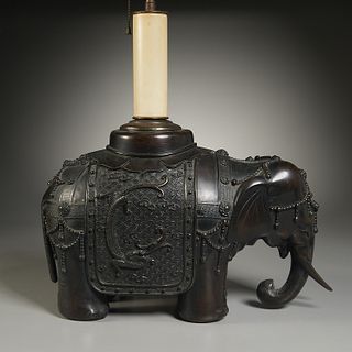 Large antique Chinese cast bronze elephant