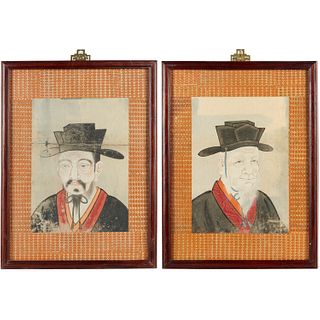 Chinese School, (2) portrait paintings