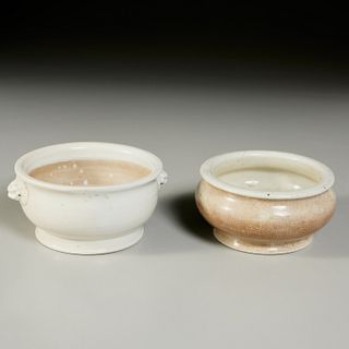 (2) Chinese monochrome white porcelain censers