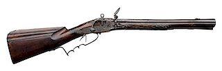 Early Swedish Engraved and Raised Carved Wood Stock Elliptical Barrel Blunderbuss, ca 1650-1700 