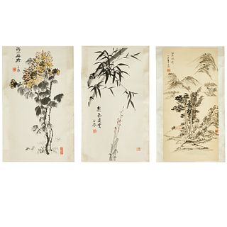 Signed Wu Tze Kang 署名 吴子康, (3) scroll paintings