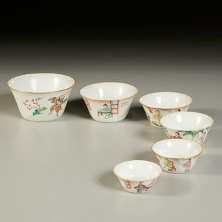 Set (6) Chinese famille rose nesting bowls
