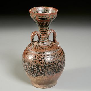 Chinese brown and oil spot glazed amphora