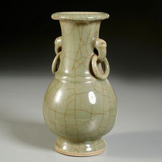 Chinese celadon crackle glaze baluster vase