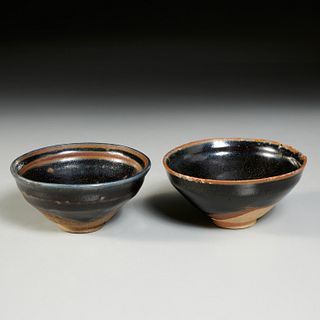 (2) Chinese Jian Temmoku glazed bowls