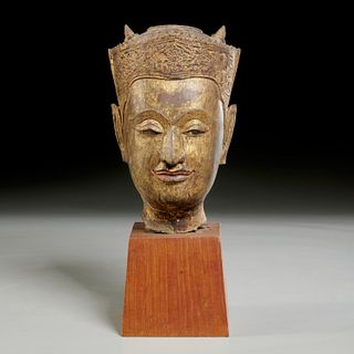 Southeast Asian gilt bronze buddha head