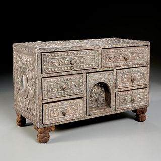 Anglo-Indian silver-clad hardwood chest