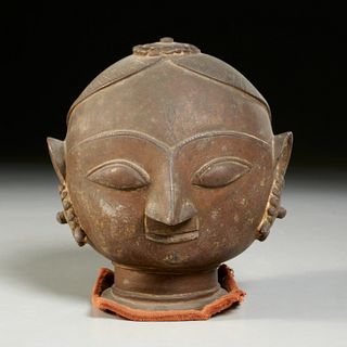 Antique Indian bronze head of Parvati or Gauri