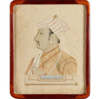 Mughal School, fine portrait drawing
