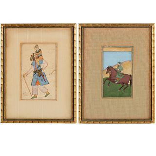 Indo-Persian School, (2) gouache paper portraits