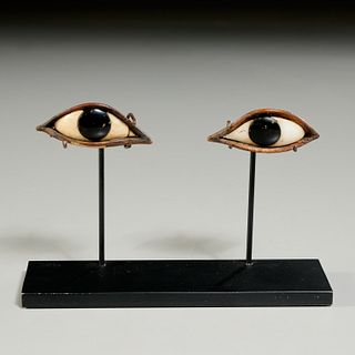 Pair Egyptian mummy case eyes