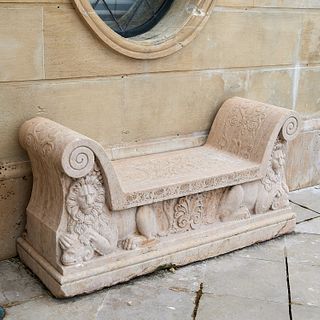 Italian Romanesque style marble bench