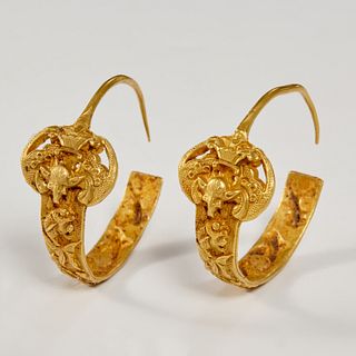 Chinese Ming Era gold earrings, ex Irving Coll.