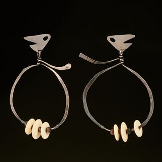 Ed Wiener, pair sterling earrings
