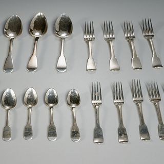 Georgian style sterling silver flatware group