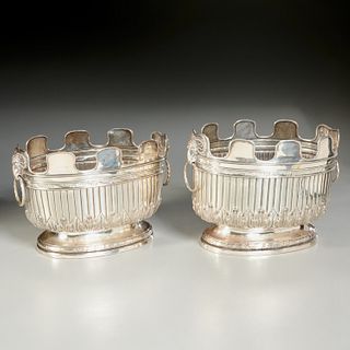Old pair English silver plate monteith jardinieres